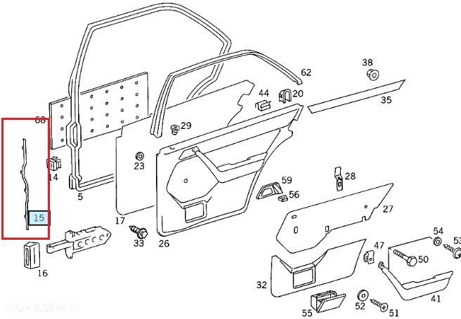 MERCEDES W124 Uszczelka boczna drzwi ORYGINAL - 2