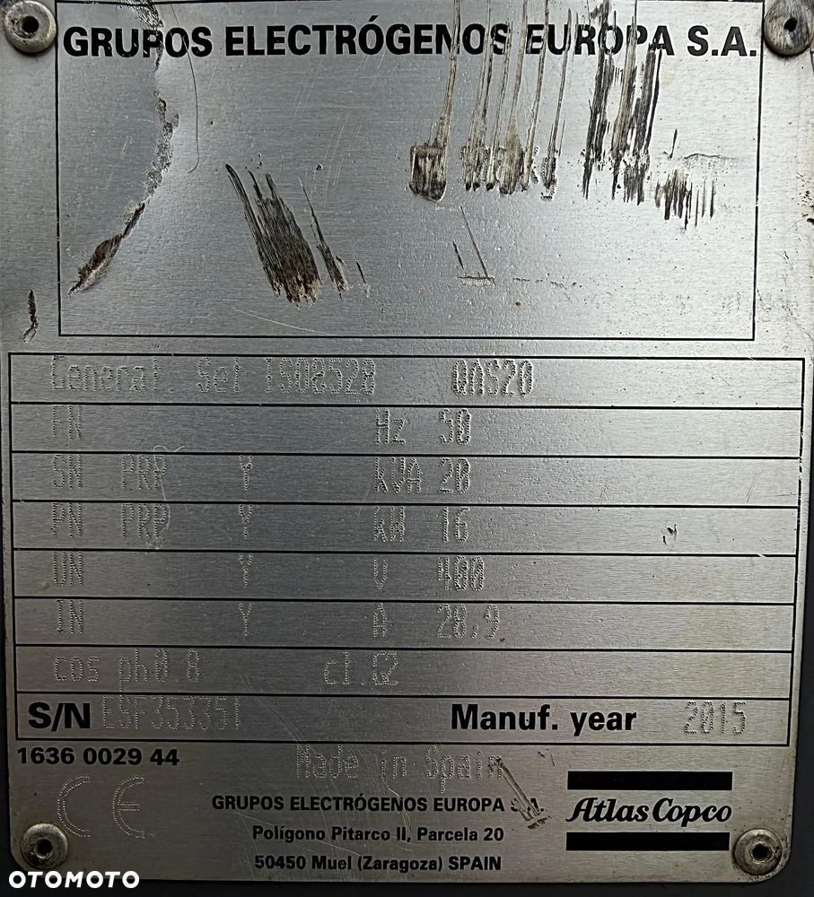 Atlas Copco QAS 20 Agregat Prądotwórczy Wyciszony GENERATOR 20 KW 2016r. JAK NOWY z Norwegii. Silnik KUBOTA 4 cylindry. Prądnica Leroy-Somer PARTNER. Maszyna działa wzorowo! Nie posiada ani deka zniszczeń! Pochodzi z Upadłośći Norweskiej. Okazja pełny ORYGINAŁ. Maszyna po serwisach w autoryzowanym oddziale. Agregat Gotowy do pracy!! - 9