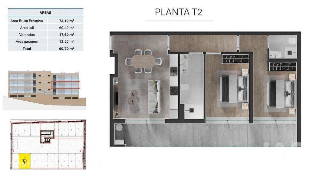 Apartamento T2 em Portimão de 89,00 m2 - Grande imagem: 2/6