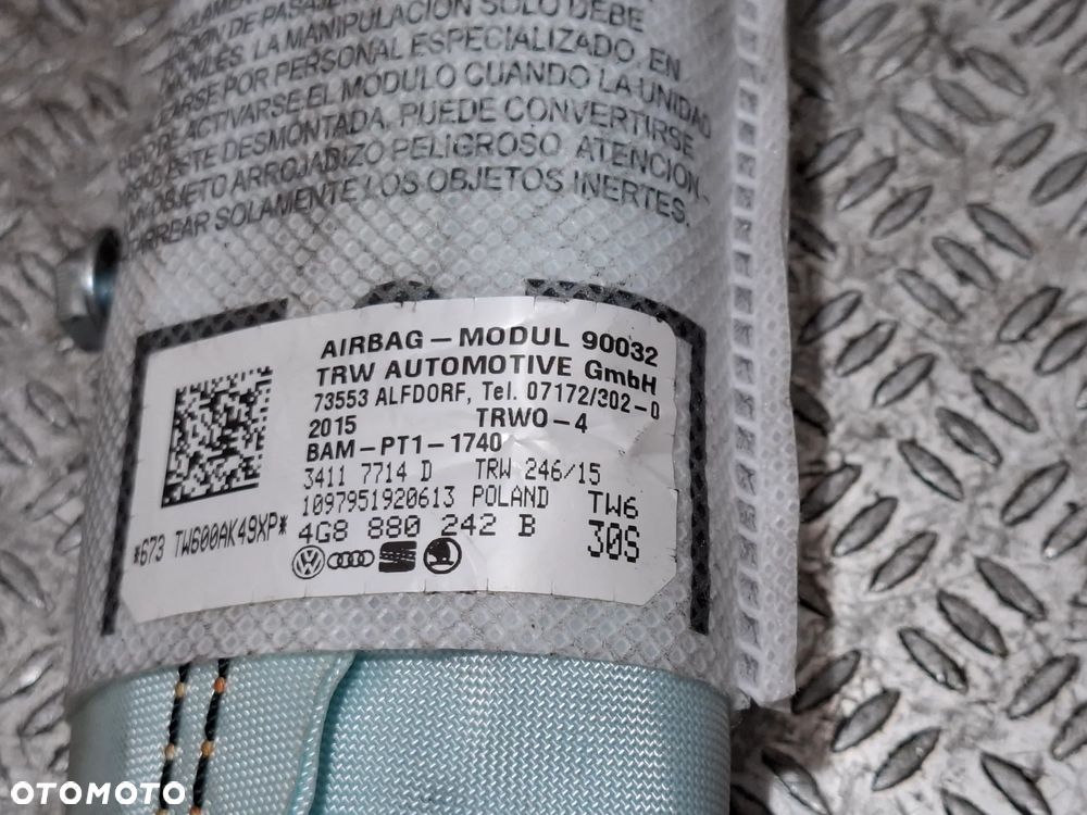Poduszka fotela prawa airbag pasażera Audi A6 C7 rok 2017 nr 4G8880242B - 3
