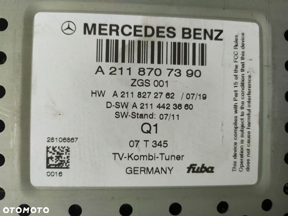 MERCEDES ML GL 164 S 221 W 211 CLS 219  MODUŁ TUNER TV - 4
