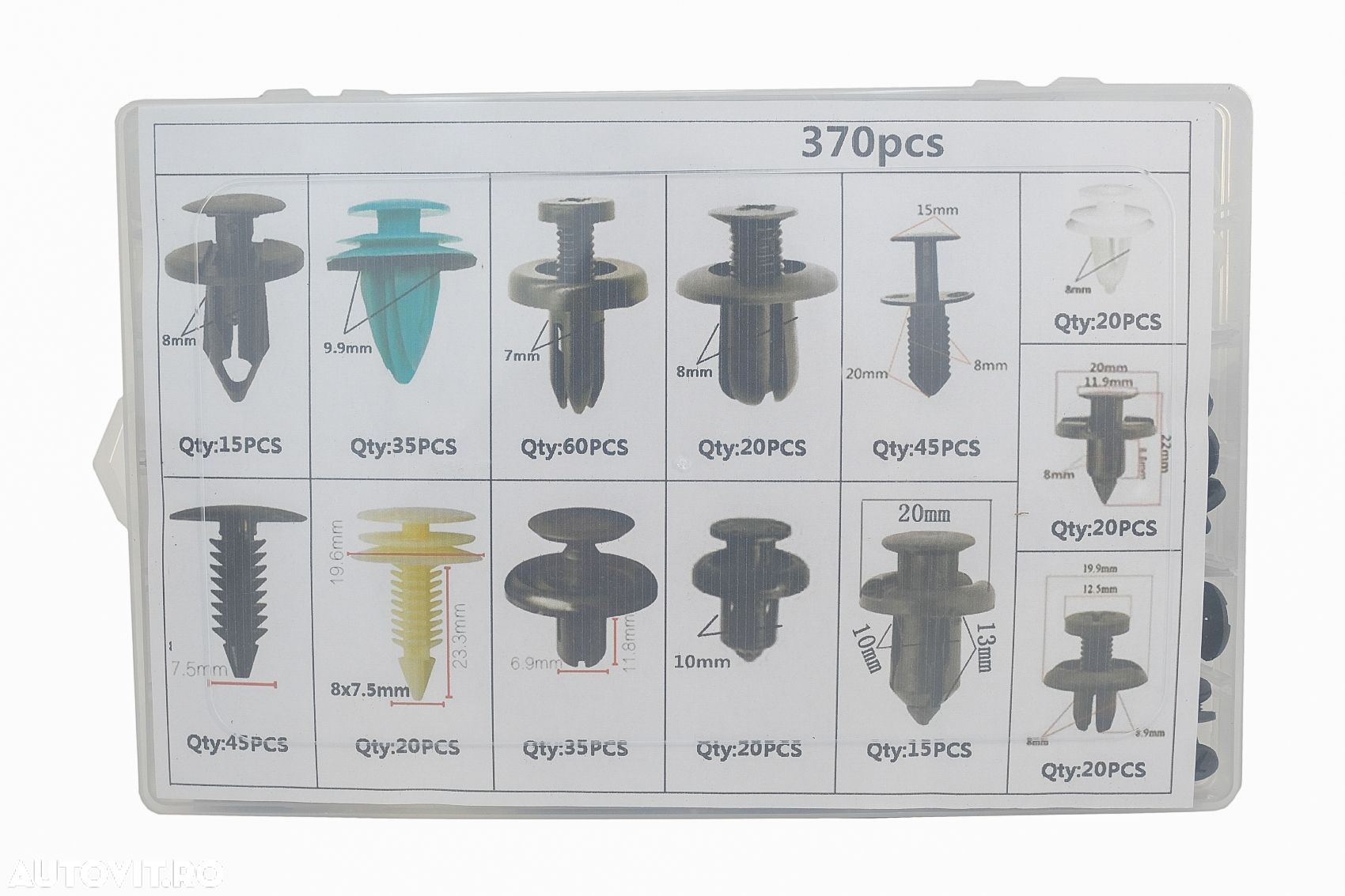 Set 370 Piese Cleme de Fixare Protectie Clipsuri Auto - 1