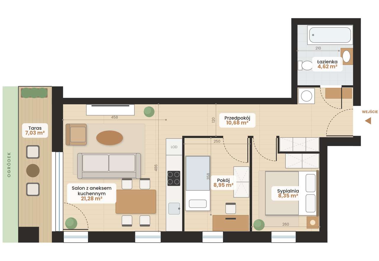 Mieszkanie na sprzedaż, 3 pokoje, 54 m², Pniewy