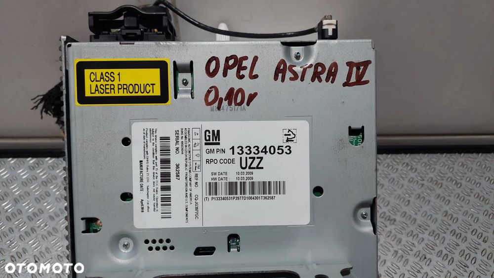 RADIO CD CZYTNIK PŁYT OPEL ASTRA IV 4 R2010 NR 13334053 - 2