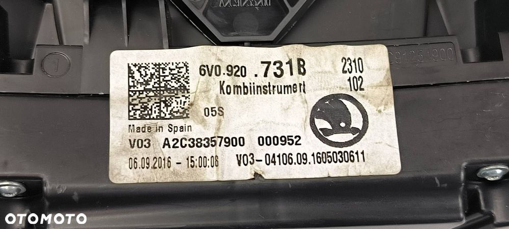 LICZNIK ZEGAR SKODA FABIA III 6V0920731B - 4