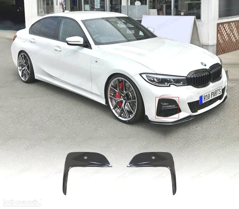 FRISOS PARA-CHOQUES FRONTAL BMW G20 19-22 LOOK M PRETO BRILHANTE - 1