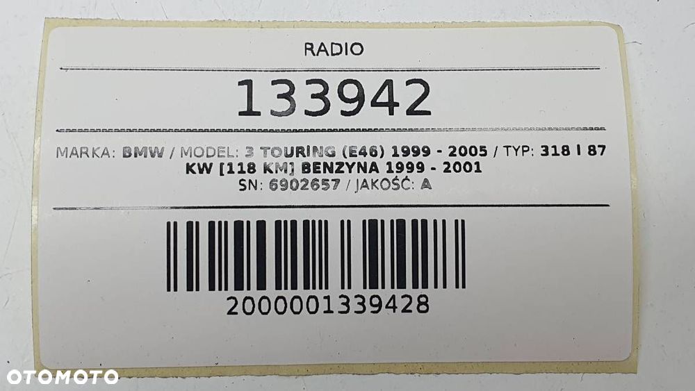 RADIO ODTWARZACZ BMW 3 E46 6902657 SPRAWNE - 7