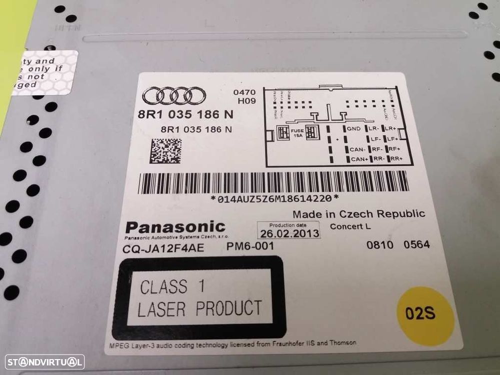 SISTEMA AUDIO / RADIO CD AUDI A4 AVANT 2013 -8R1035186N - 6