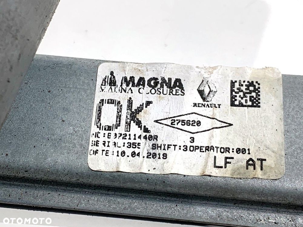 PODNOŚNIK SZYBY LEWY PRZÓD  DACIA LOGAN II 2012 - 2022 1.0 SCe 75 54 kW [73 KM] benzyna 2017 - - 5