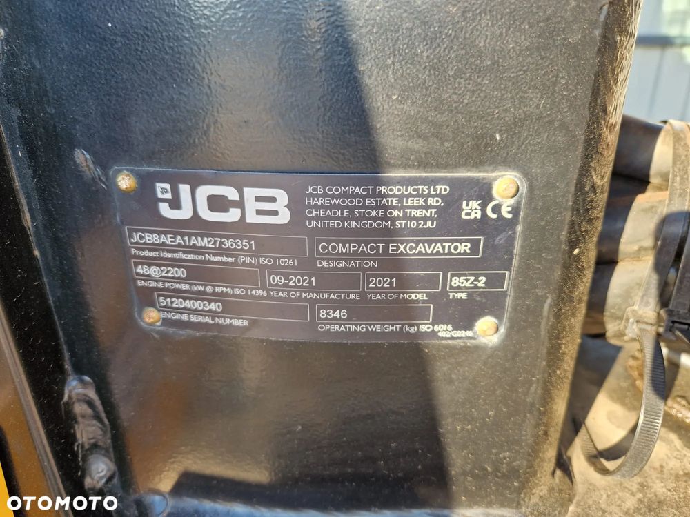 JCB 85Z-2 * next gen * 2021r. *  1 443 mth * Klimatyzacja * 4 łyżki * - 30