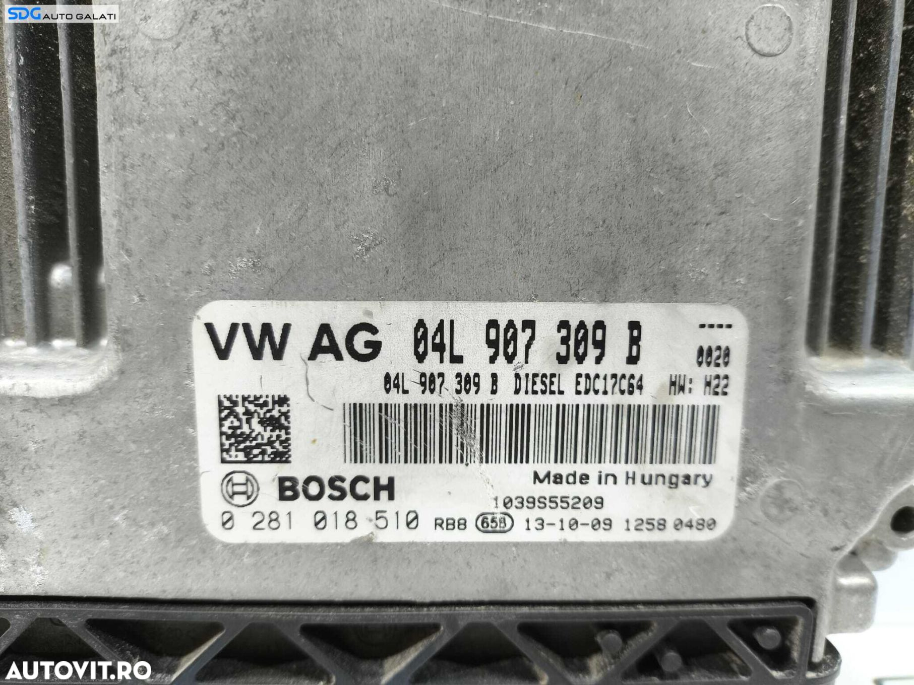 ECU Calculator Motor BOSCH Audi A3 8V 1.6 TDI 2013 - 2017 Cod 04L907309B 0281018510 [L2342] [L2343] - 2