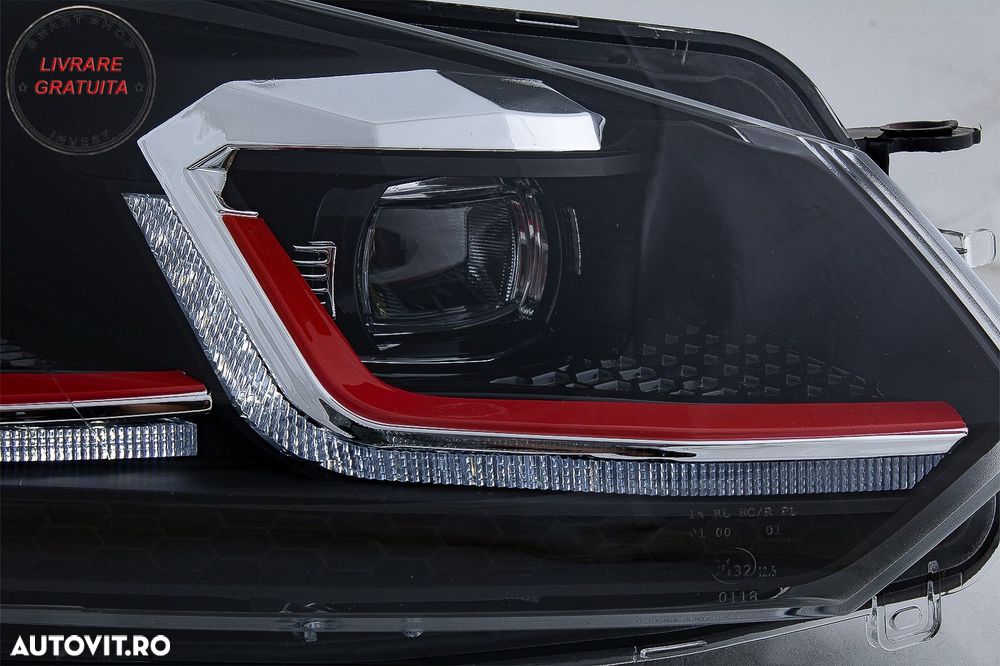 Faruri LED VW Golf 6 VI (2008-2013) Facelift G7.5 GTI Design Rosu Semnalizare Secv- livrare gratuita - 9
