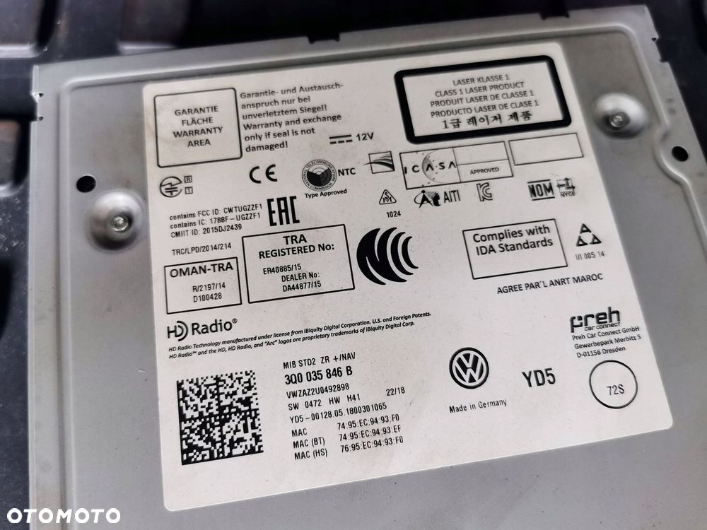 VW MIB2 3Q0035874B 5G6919605B NAVI JEDNOSTKA WYŚWIETLACZ - 3