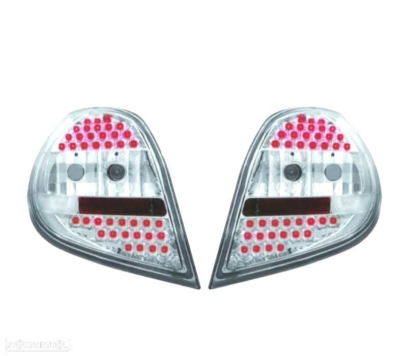 FAROLINS TRASEIROS LED RENAULT CLIO III 05-09 FUNDO CROMADO - 1