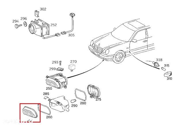 MERCEDES E-KLASA W210 Klosz lampy przeciwmgielnej prawy OE - 2