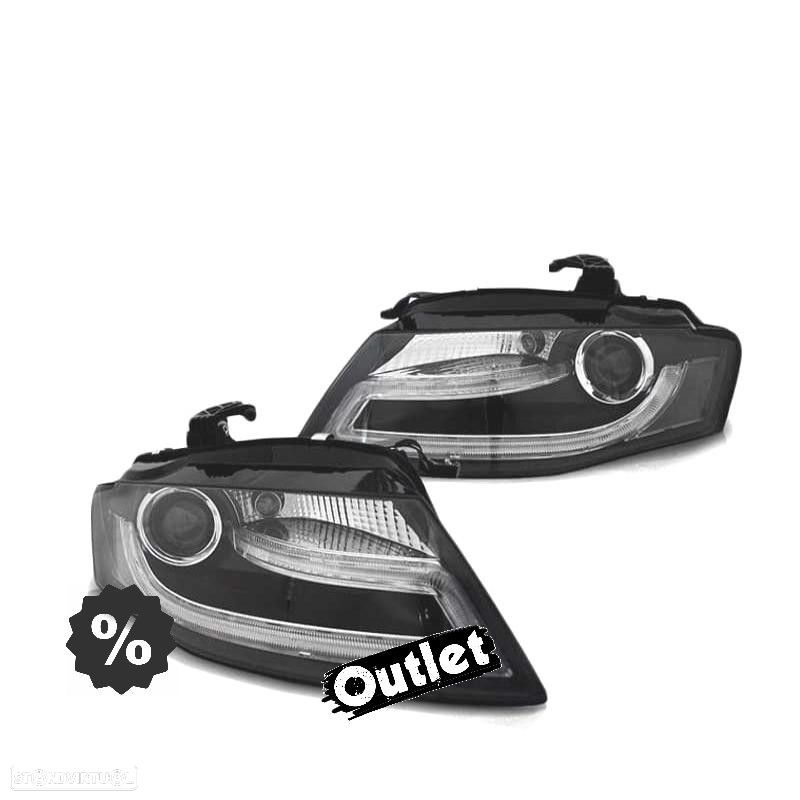 R011304C1 FARÓIS LED AUDI A4 B8 08-11 XENON TRU DRL BLACK PRETO - 1