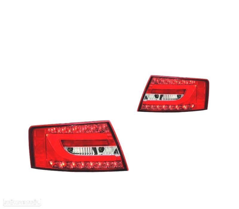 FAROLINS TRASEIROS LED PARA AUDI A6 04-08 VERMELHO BRANCO - 1