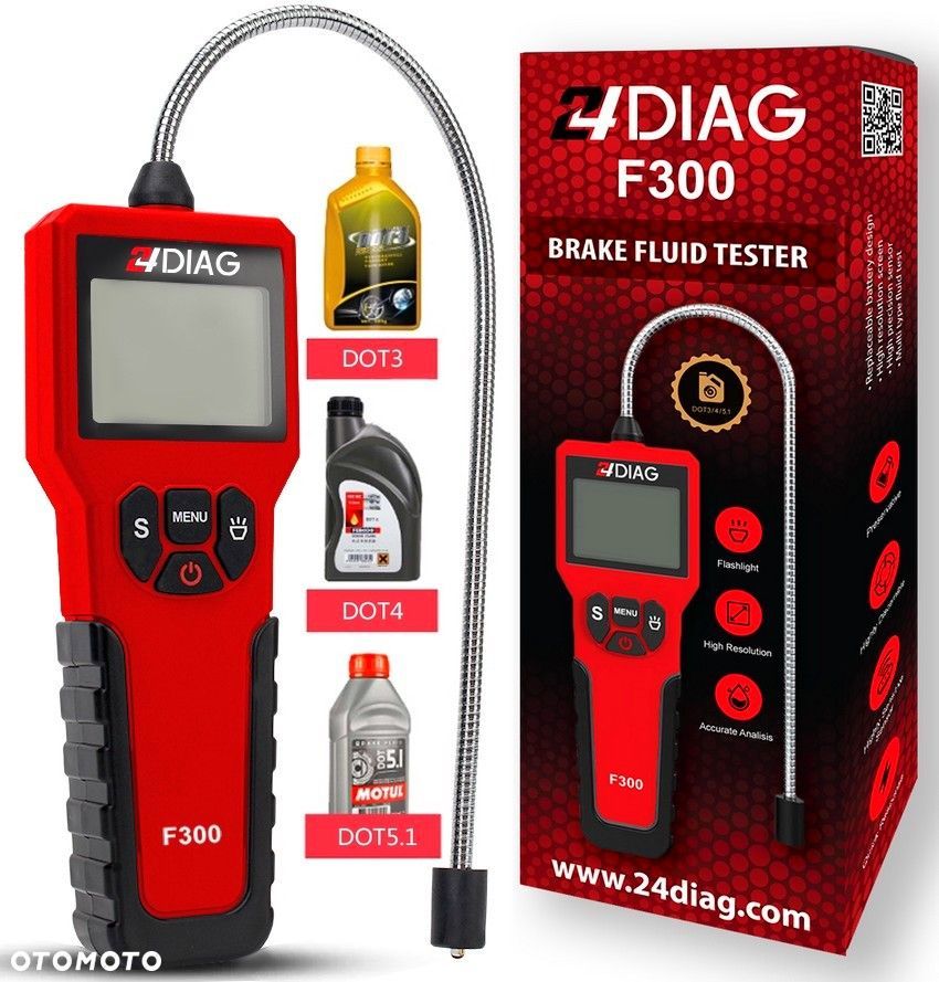 24DIAG F300 TESTER Cyfrowy Miernik Płynu Hamulcowego DOT 3 4 5 - 1