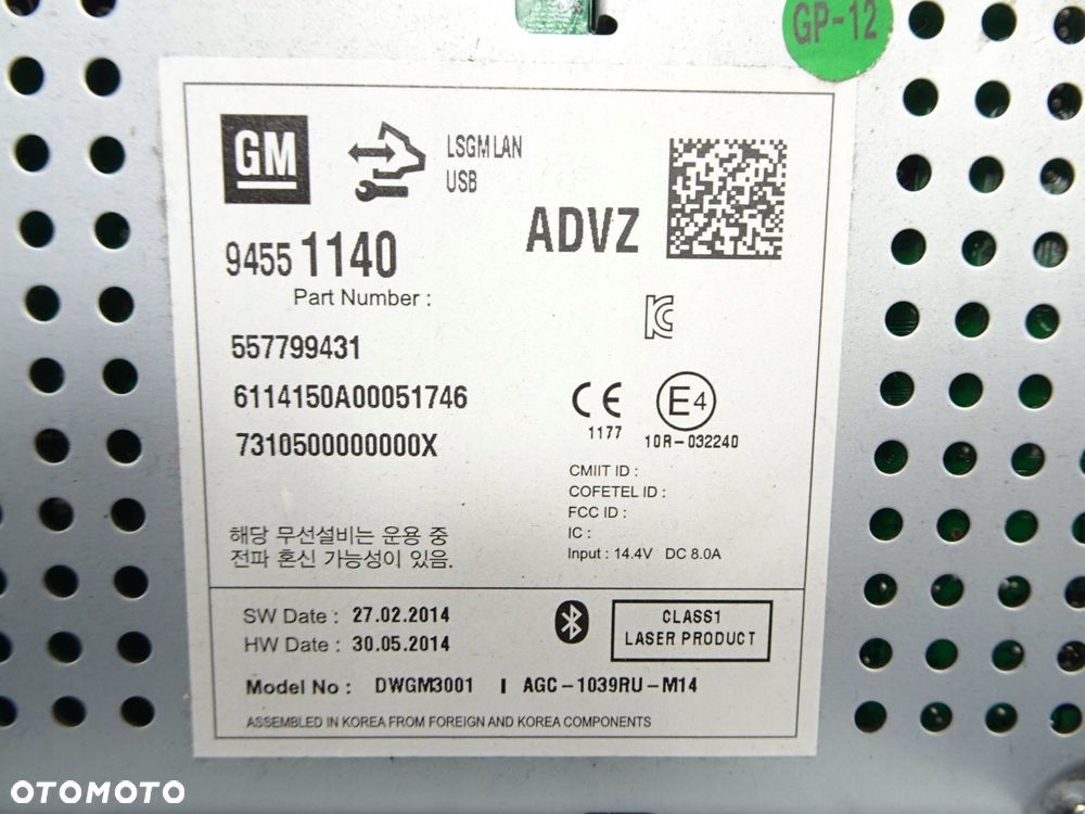 radio cd opel mokka 12-16 r. 94551140 - 7