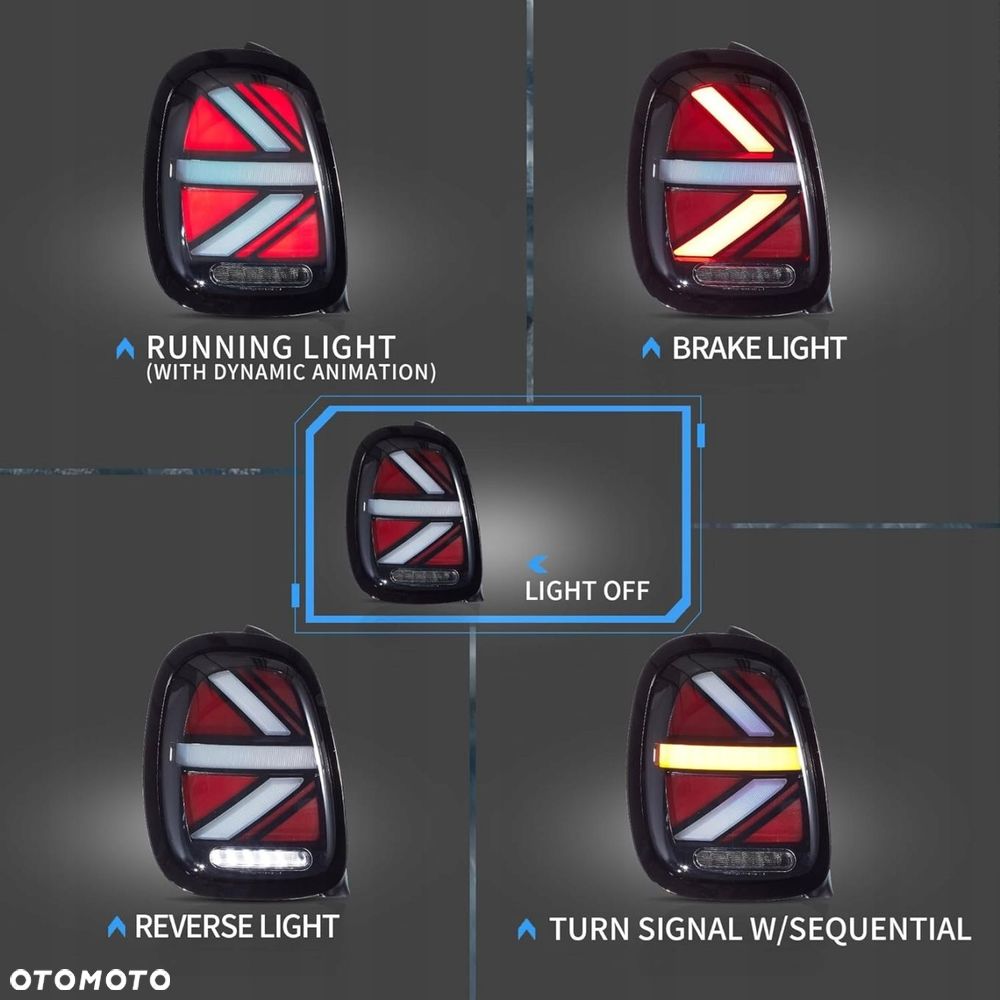 Lampy tylne L+R kpl Vland Led Tuning Black Mini Cooper f55 f56 f57 2014-17 - 10