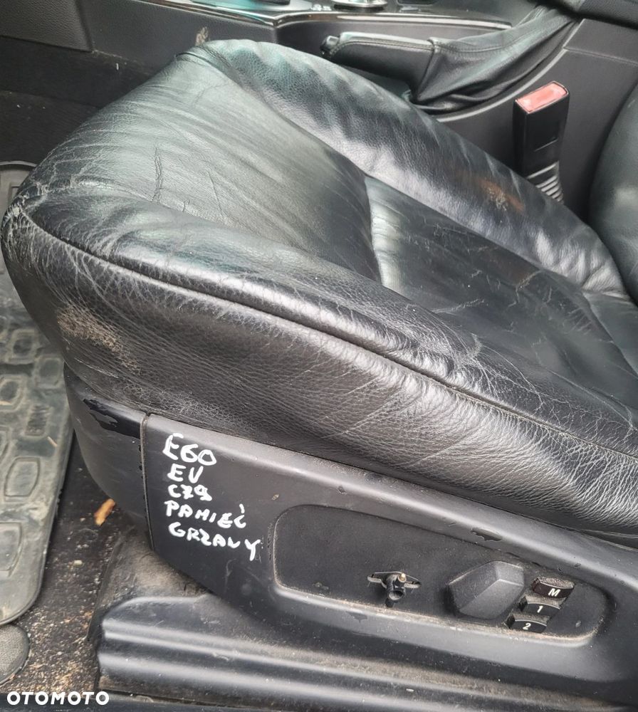 FOTEL LEWY PRZÓD PRZEDNI BMW E60 E61 EUROPA PAMIĘĆ GRZANY CZARNA SKÓRA - 3