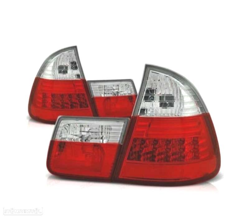 FAROLINS TRASEIROS BMW E46 TOURING 98-05 CROMADO VERMELHO - 1