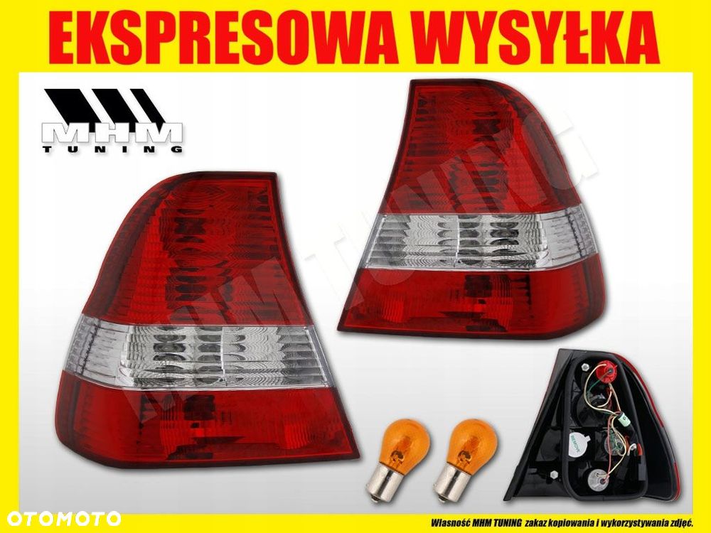 Lampy tylne kpl Tuning Red White Biało Czerwone Bmw 3 e46 Compact 2000-2004 - 2