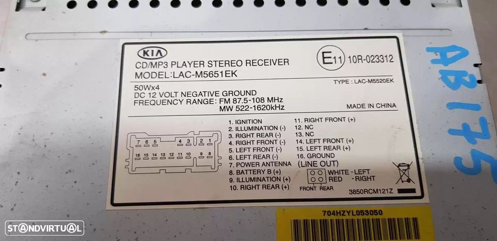 SISTEMA AUDIO / RADIO CD KIA SPORTAGE 2007 -LACM5651EK - 3