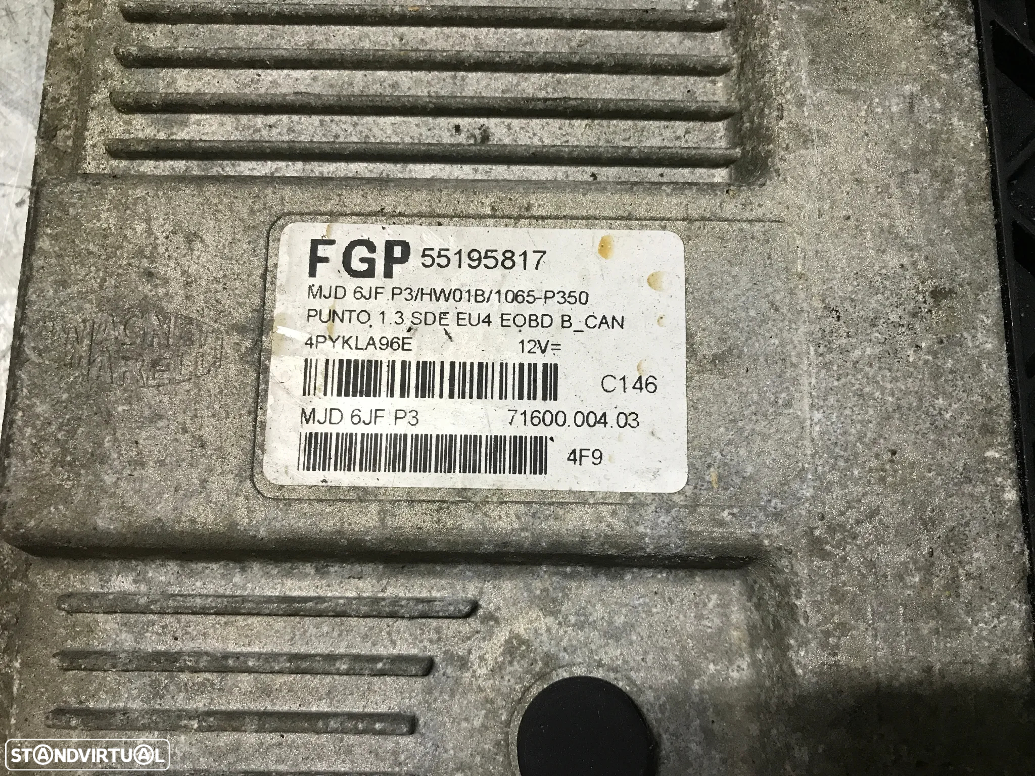 CENTRALINA DO MOTOR FIAT PUNTO 1.3JTD 70CV 55195817 MJD6JFP3 - 2