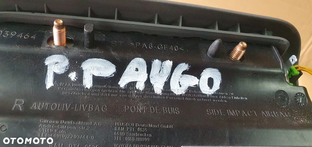 Poduszka fotela prawa pasażera AIRBAG Toyota Aygo I 73910YV010 - 7