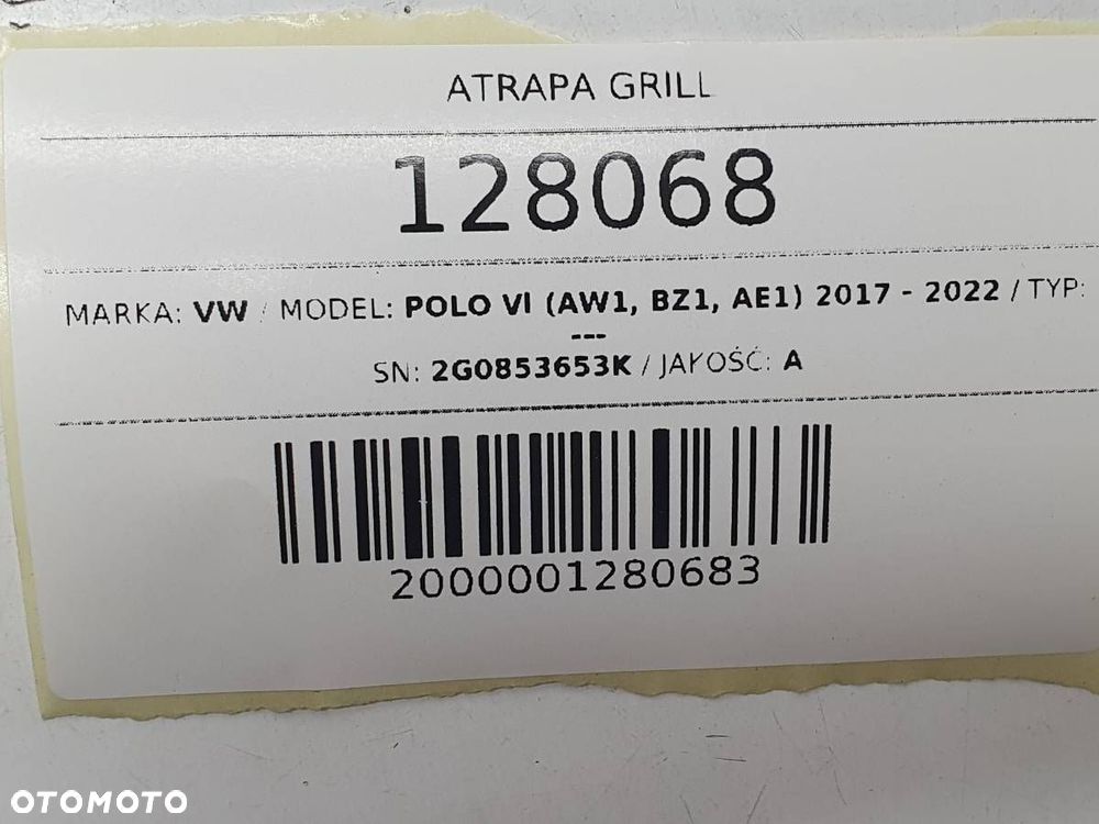 ATRAPA GRILL ZDERZAKA VW POLO VI  2G0853653K - 8