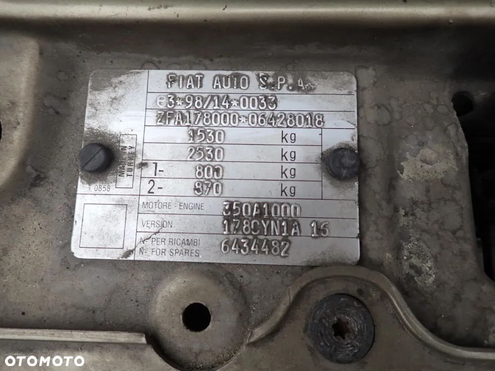 CZĘŚCI - Fiat Albea 1,4 77KM 350A1000 FILM LIFT SEDAN lakier 716 2006r. index - 9730 - 8