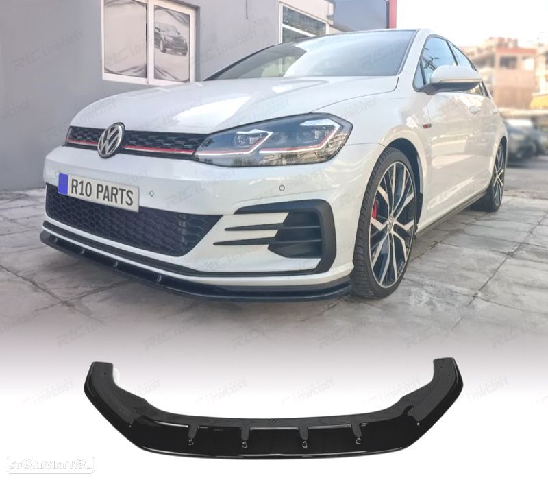 SPOILER LIP VOLKSWAGEN VW GOLF 7.5 GTI R 17-20 LOOK CS PRETO BRILHANTE - 1