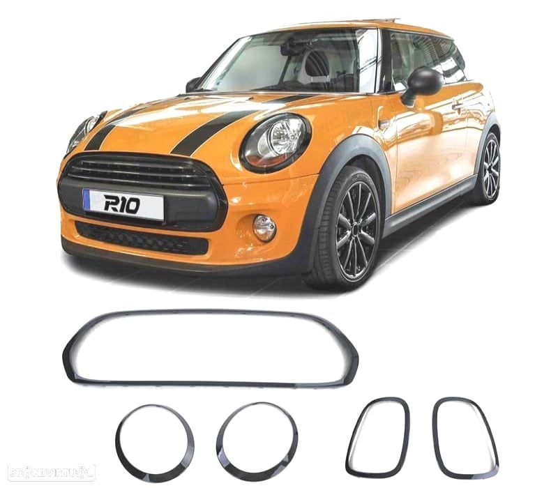 FRISOS PARA FARÓIS E GRELHA MINI F55 F56 F57 PRETO BRILHANTE - 1