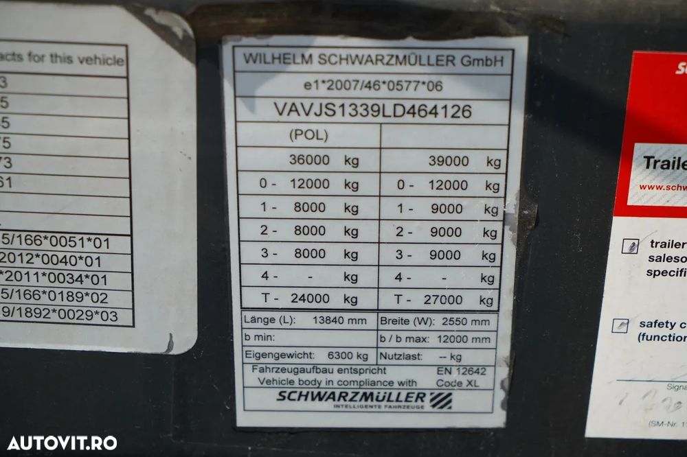 Schwarzmuller / CU PREȚIE / STANDARD / TRANSPALET / AXE SAF / 2020 - 30