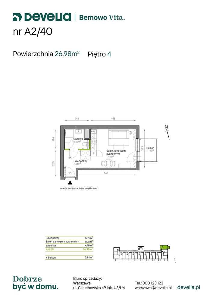 1-pokojowe mieszkanie 26m2 + balkon Bez Prowizji - Pełny obrazek: 2/17