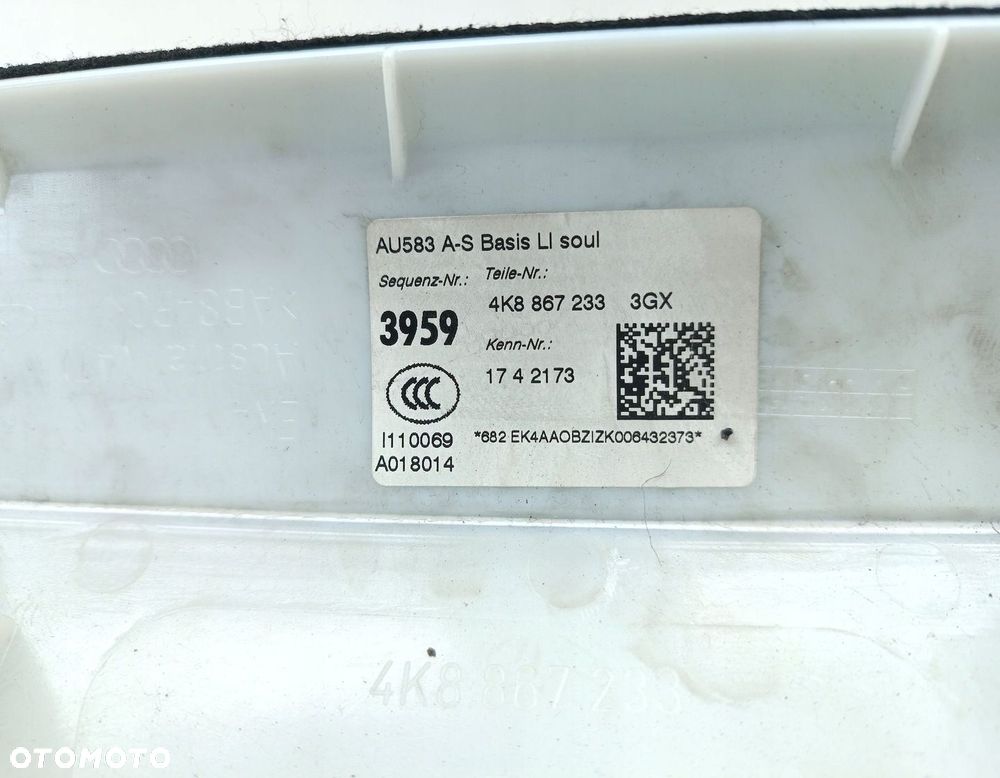 OSŁONA SŁUPKA LEWA LEWY PRZÓD AUDI A7 C8 4K S-LINE 4K0867233 - 2