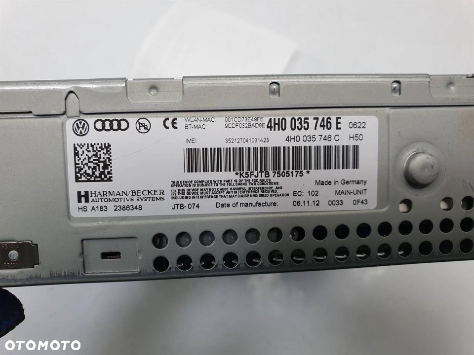 ZMIENIARKA CD AUDI A8 D4 4H0035746E - 3
