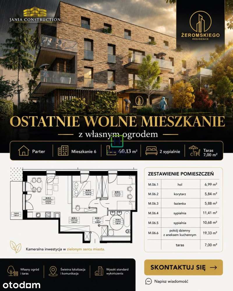 Mieszkanie z miekscem parkingowym 3 pokoje ul. Żer