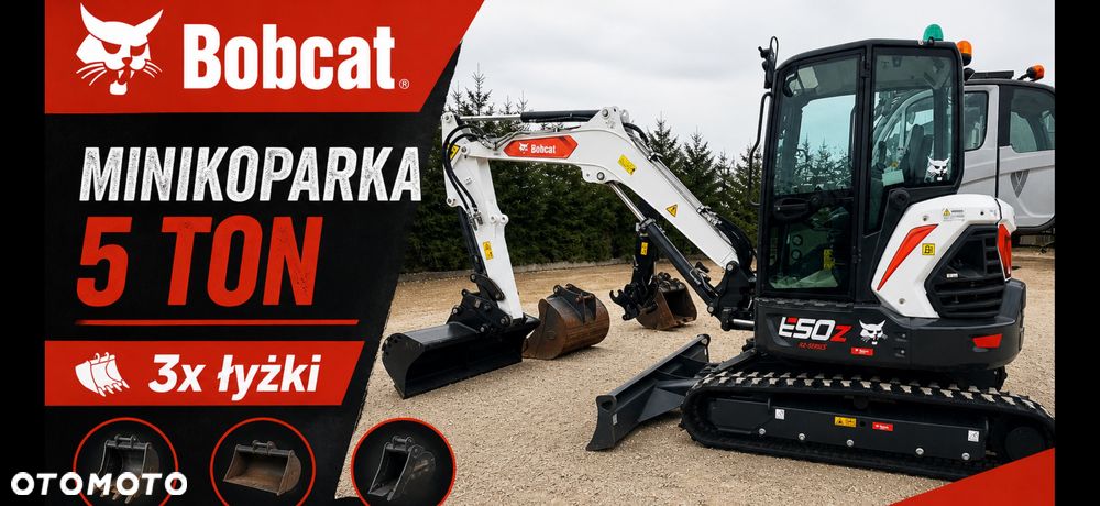 Bobcat Minikoparka Bobcat e50Z 5ton e55 e60 Cat 303.5 304  305 3xłyżki Ramię LOONG dodatkowe linie hydr wyjścia AUX1 + 2 przeciw waga MAX-dociążenie gąsienice 85% od nowości 1 właściciel z Niemiec Auto IDLEE po serwisie Widły wiertnica grabie i inne za dopłatą Szybkozłącze hydr Miller łyżka przedsiębierna Pług  Kubota Takeuchi Jcb - 1