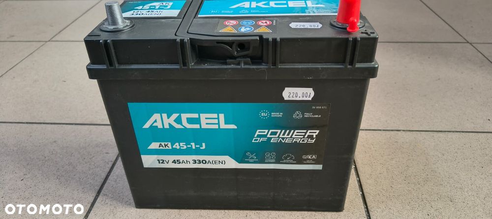 AKUMULATOR AKCEL 12V 45Ah 330A NOWY - 2