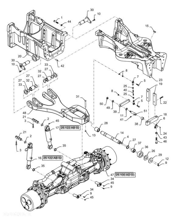 New Holland T6090 T6070 T7230 Silownik hydraul double acting, 65mm rod, 168mm stroke 84292055 - 1