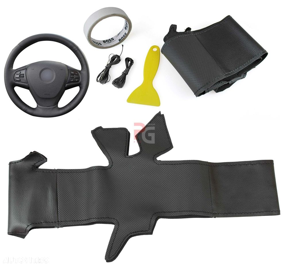 Husa volan piele negru 38 cm. pentru BMW X3,X5 - 1