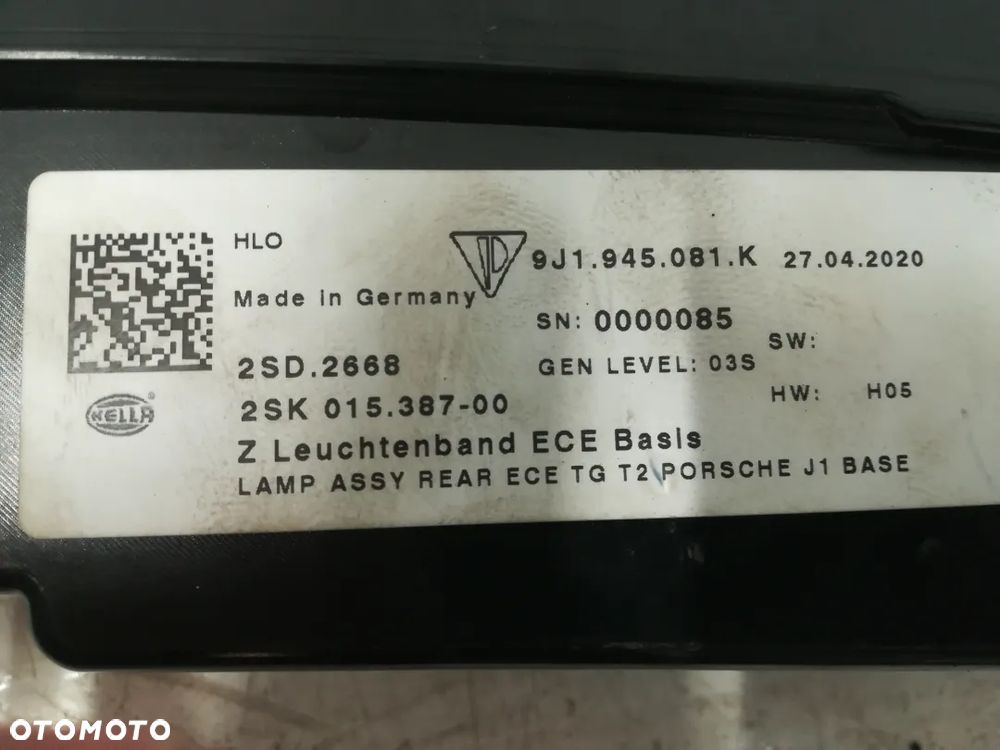 Porsche Taycan 9J1 blenda lampa tylnia tył - 7