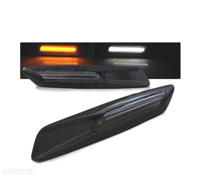 PISCAS LATERAIS LED BMW E60 E90 E92 E82 LED LOOK F10 PRETO FUMADO - 1