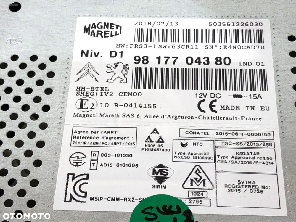 RADIO  CITROEN BERLINGO MULTISPACE (B9) 2008 - 2022 1.6 BlueHDi 120 88 kW [120 KM] olej napędowy - 4