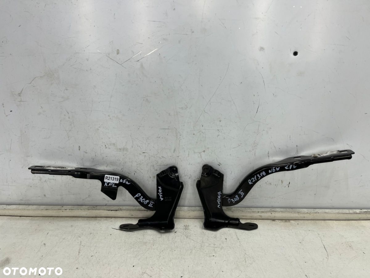 Zawias maski Peugeot 308 II T9 13-21r. NOWE zawiasy pokrywy silnika lewy prawy komplet 9677784980 - 1