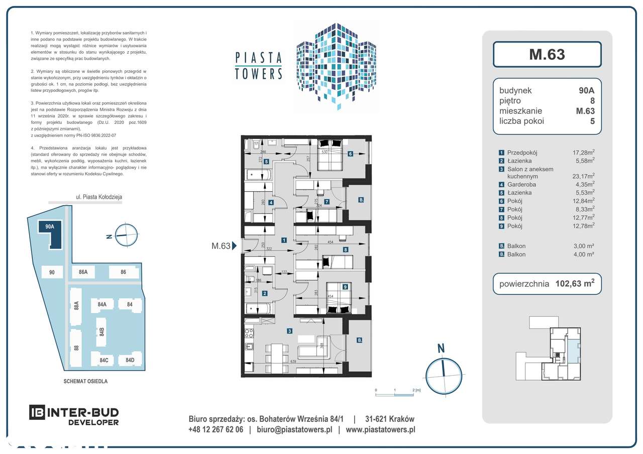 5-pokojowe mieszkanie 102m2 + 2 balkony