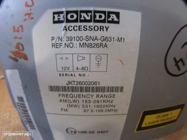 Radios MN826RA  HONDA CIVIC FD3 2010 1.3 HYBRID 95CV 4P PRETO HONDA - 3
