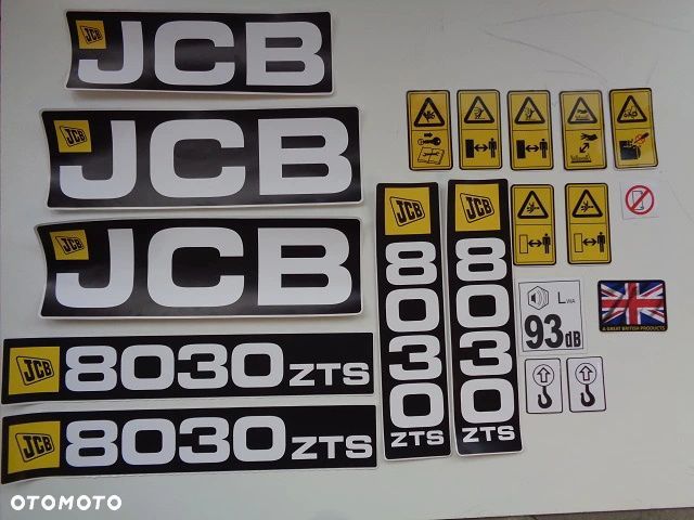 Komplet naklejek naklejka nalepka nalepki JCB 8030 minikoparka JCB wlepa Premium JCB koparka JCB - 2